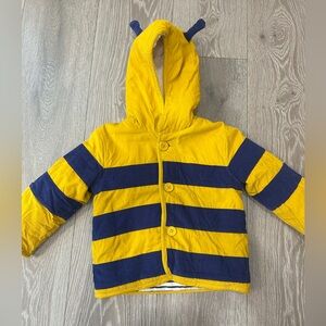 Baby Boden Bumble bee Corduroy Button Down Hooded Jacket